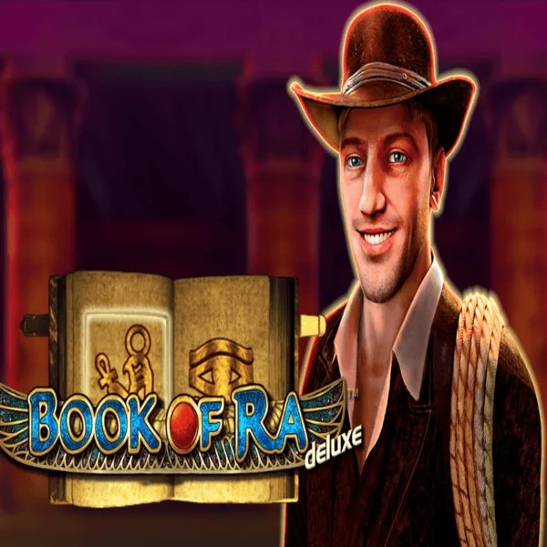 Book of Ra Deluxe online game logo by Novomatic on glorionscasino.com